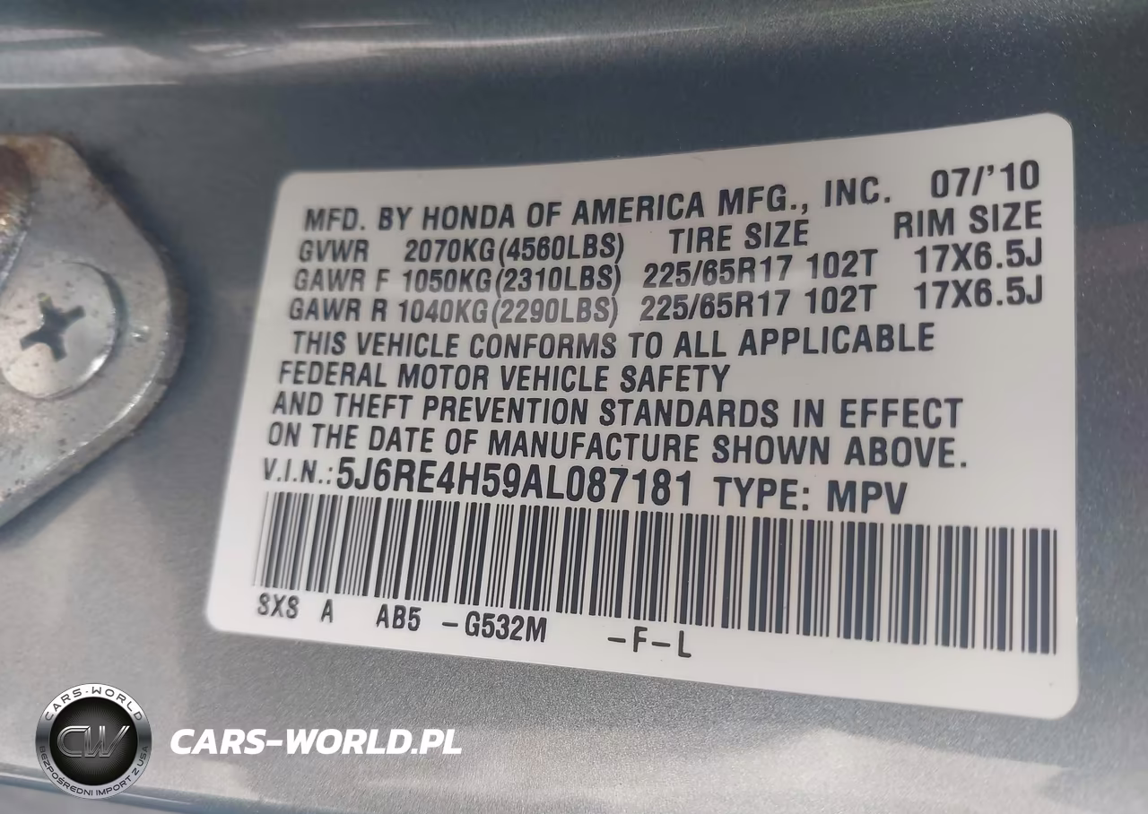 2010 Honda Cr-V Ex VIN:5J6RE4H59AL087181 - 9