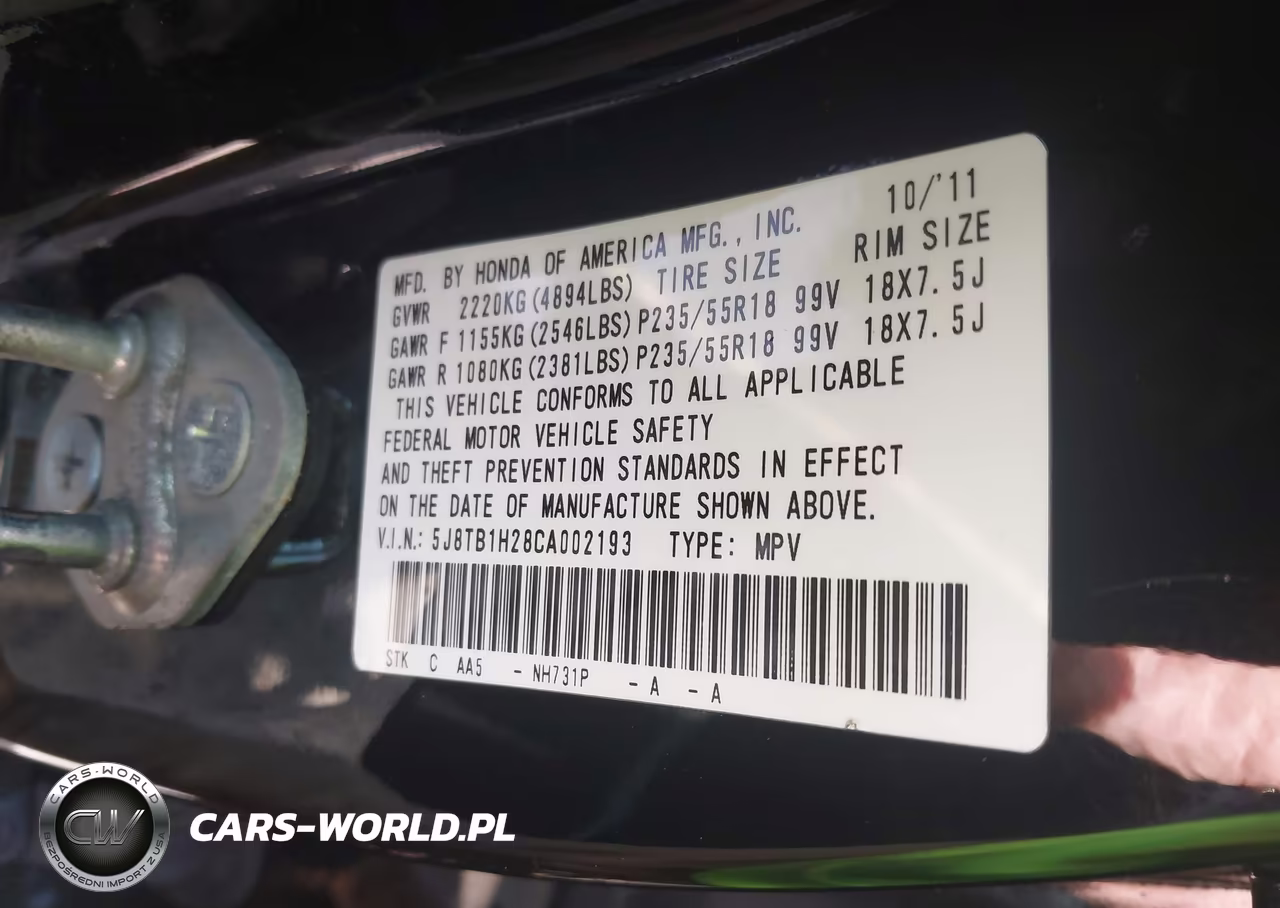 2012 Acura Rdx VIN:5J8TB1H28CA002193 - 9