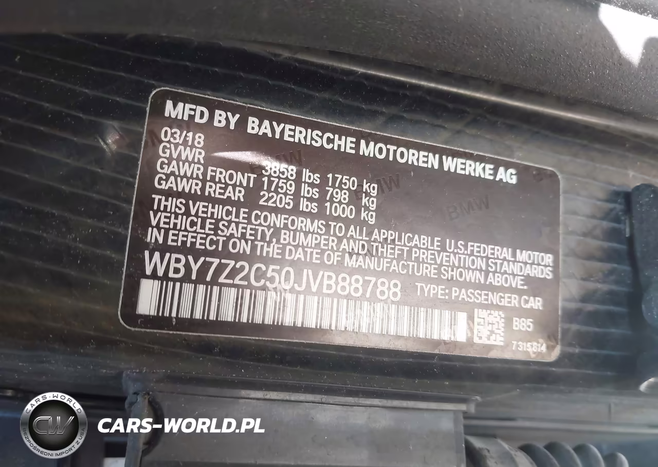 2018 BMW I3 94Ah VIN:WBY7Z2C50JVB88788 - 9