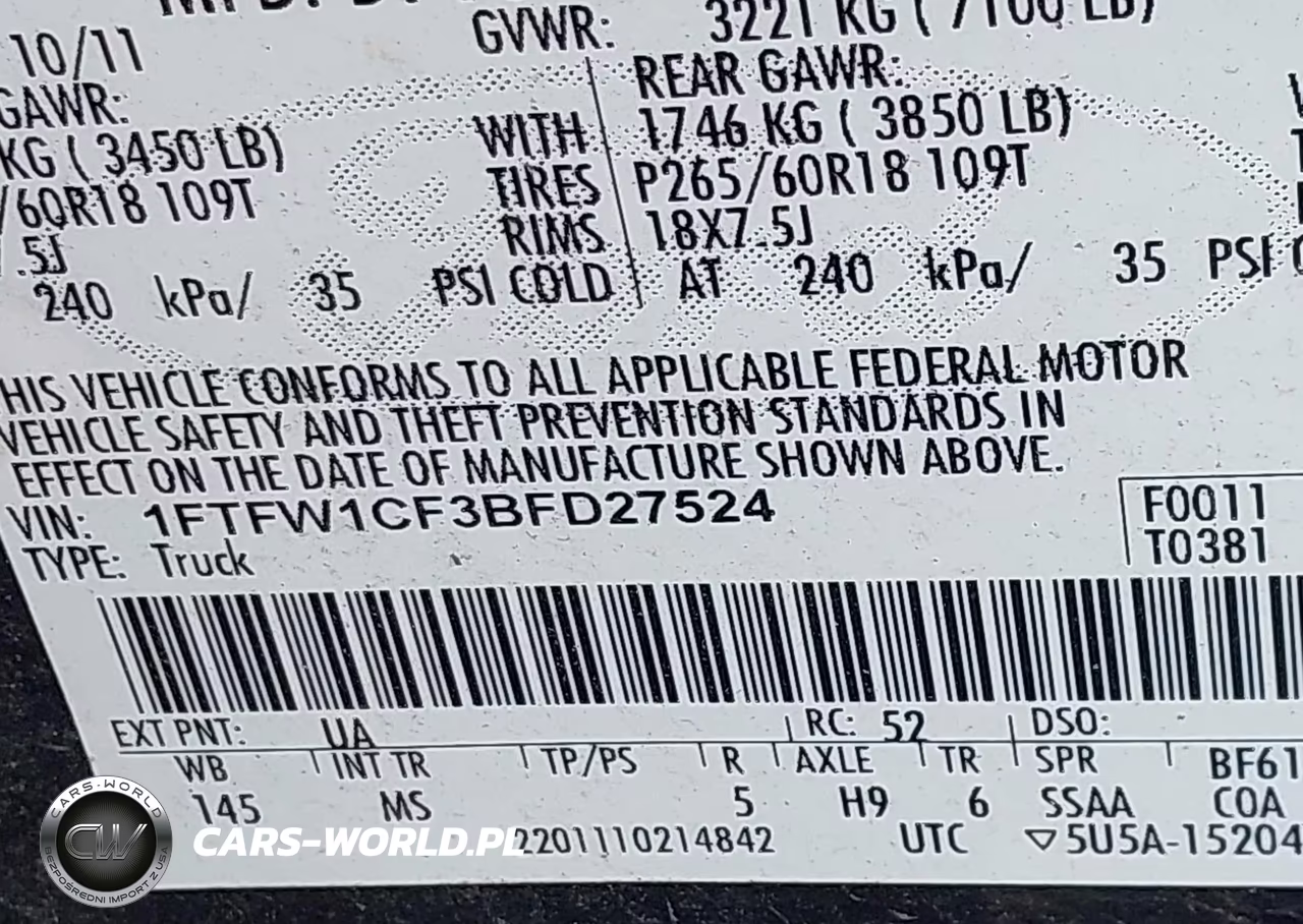 2011 Ford F-150 Xlt VIN:1FTFW1CF3BFD27524 - 9