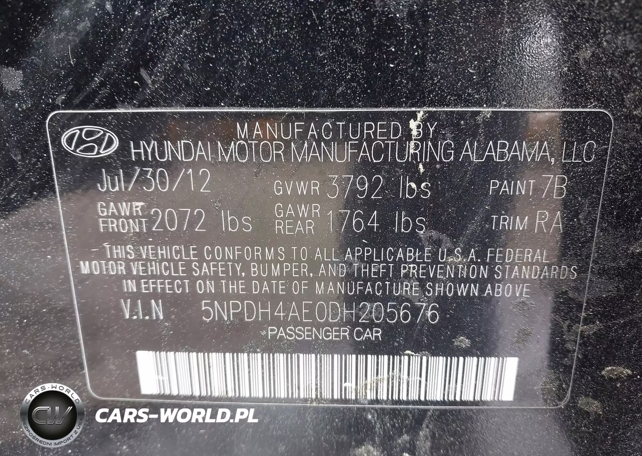 2013 Hyundai Elantra Gls VIN:5NPDH4AE0DH205676 - 9