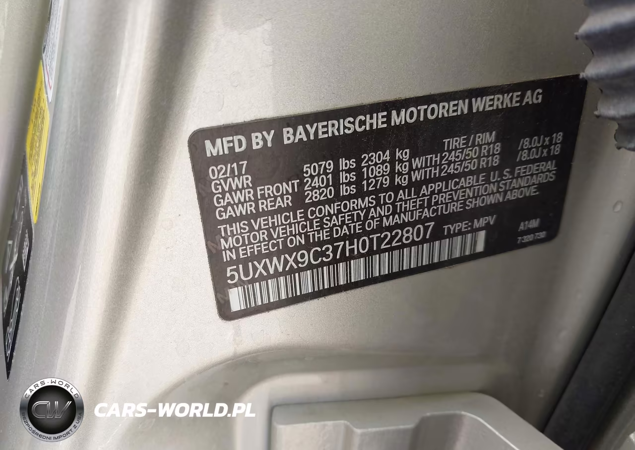 2017 BMW X3 xDrive28I VIN:5UXWX9C37H0T22807 - 9