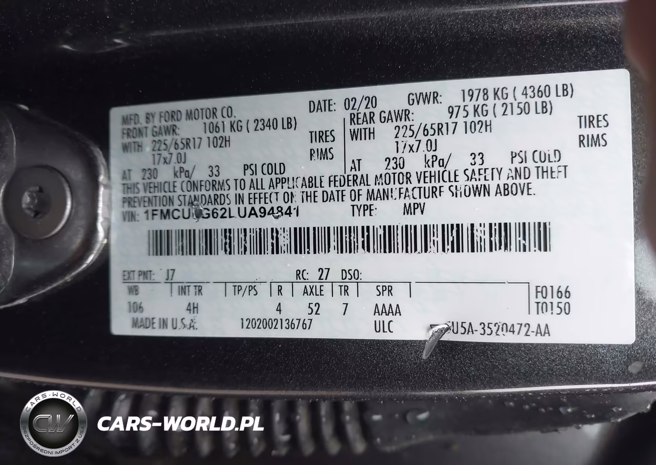 2020 Ford Escape Se VIN:1FMCU0G62LUA94841 - 9