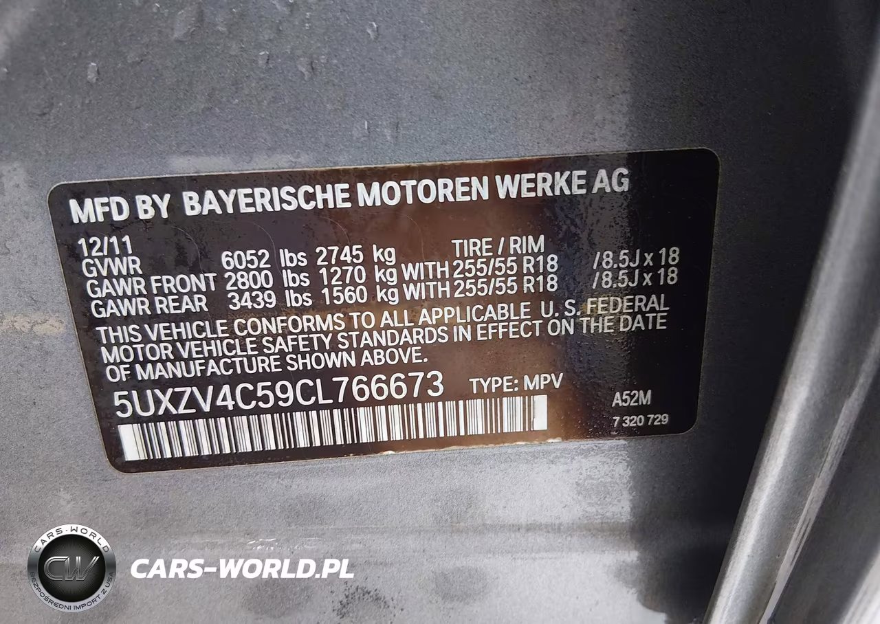 2012 BMW X5 VIN:5UXZV4C59CL766673 - 9