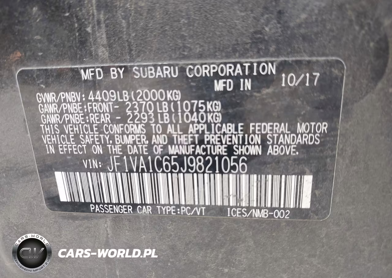 2018 Subaru Wrx Premium VIN:JF1VA1C65J9821056 - 9