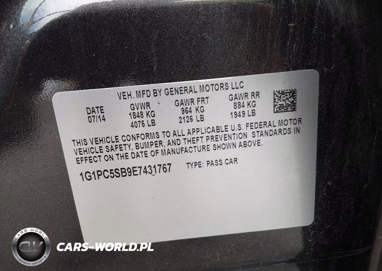 2014 Chevrolet Cruze 1Lt Auto VIN:1G1PC5SB9E7431767 - 9