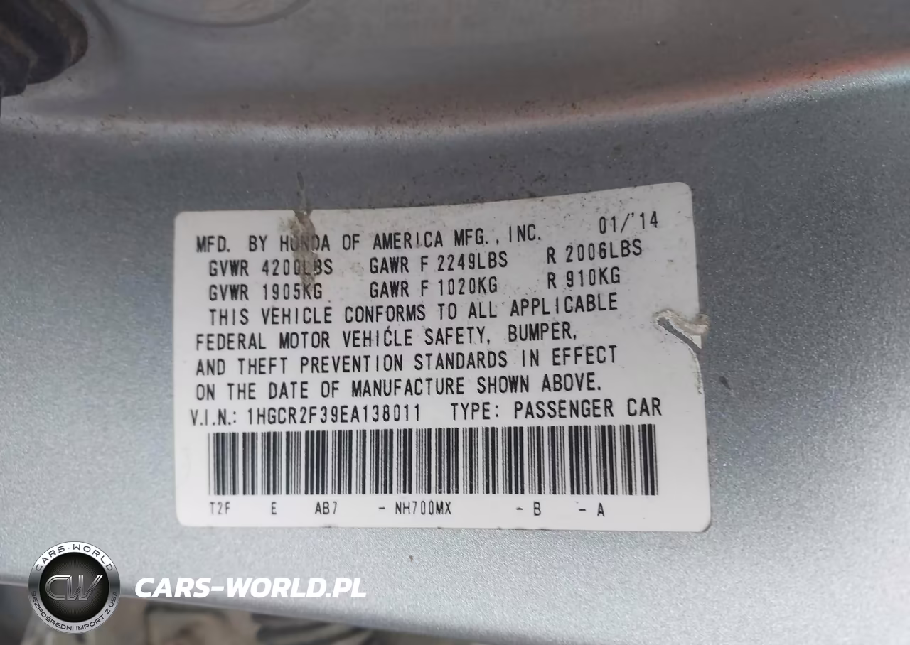 2014 Honda Accord Lx VIN:1HGCR2F39EA138011 - 9