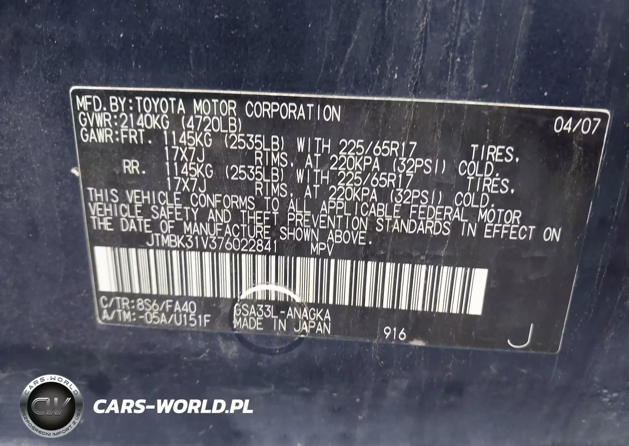 2007 Toyota Rav4 Limited V6 VIN:JTMBK31V376022841 - 9