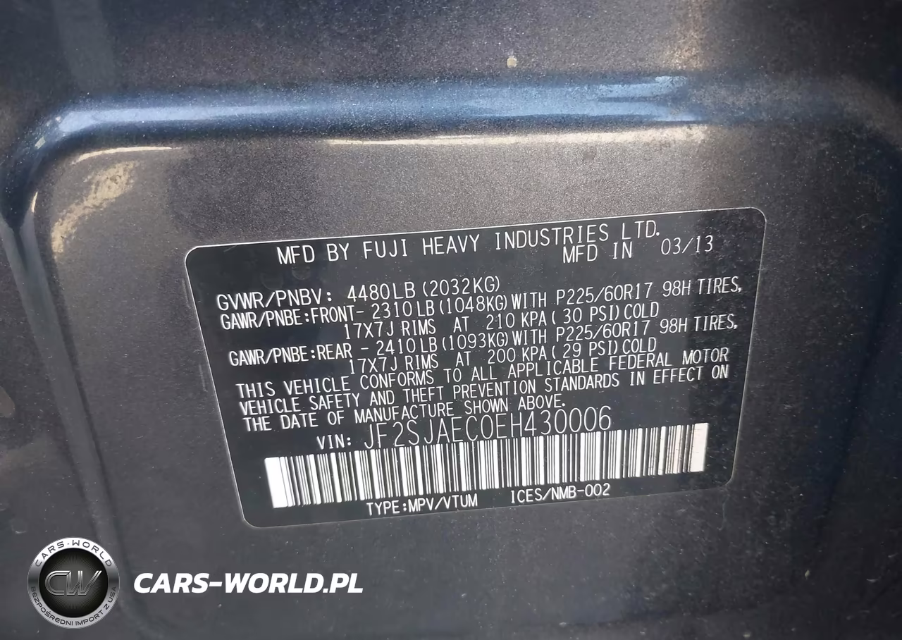 2014 Subaru Forester 2.5I Premium VIN:JF2SJAEC0EH430006 - 9
