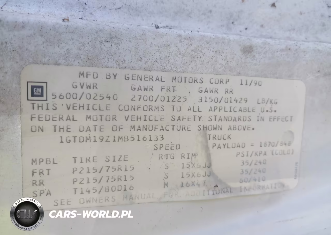 1991 GMC Safari Xt VIN:1GTDM19Z1MB516133 - 9