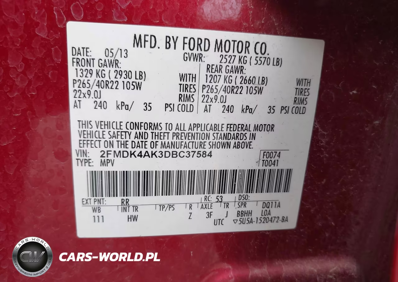 2013 Ford Edge Sport VIN:2FMDK4AK3DBC37584 - 9