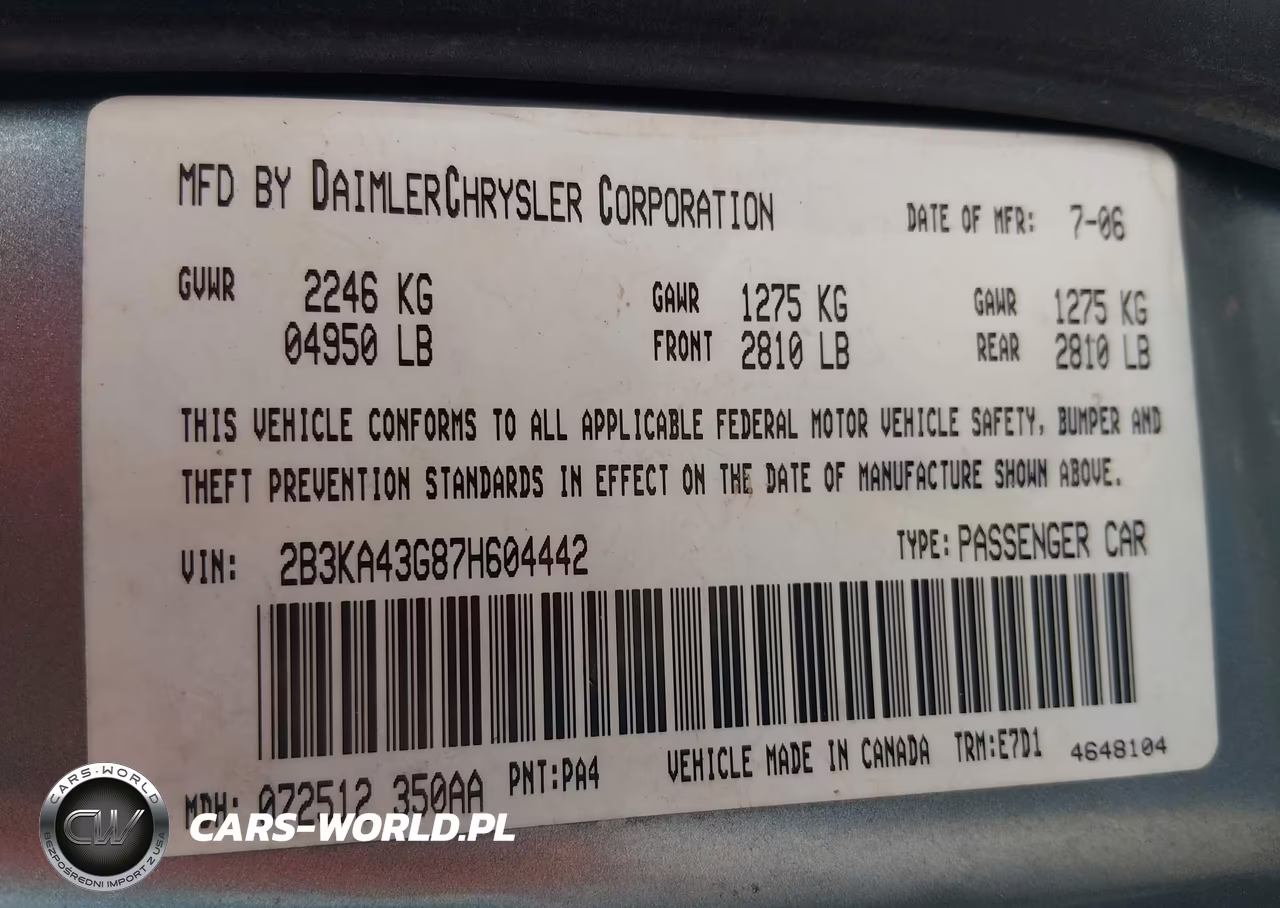 2007 Dodge Charger VIN:2B3KA43G87H604442 - 9