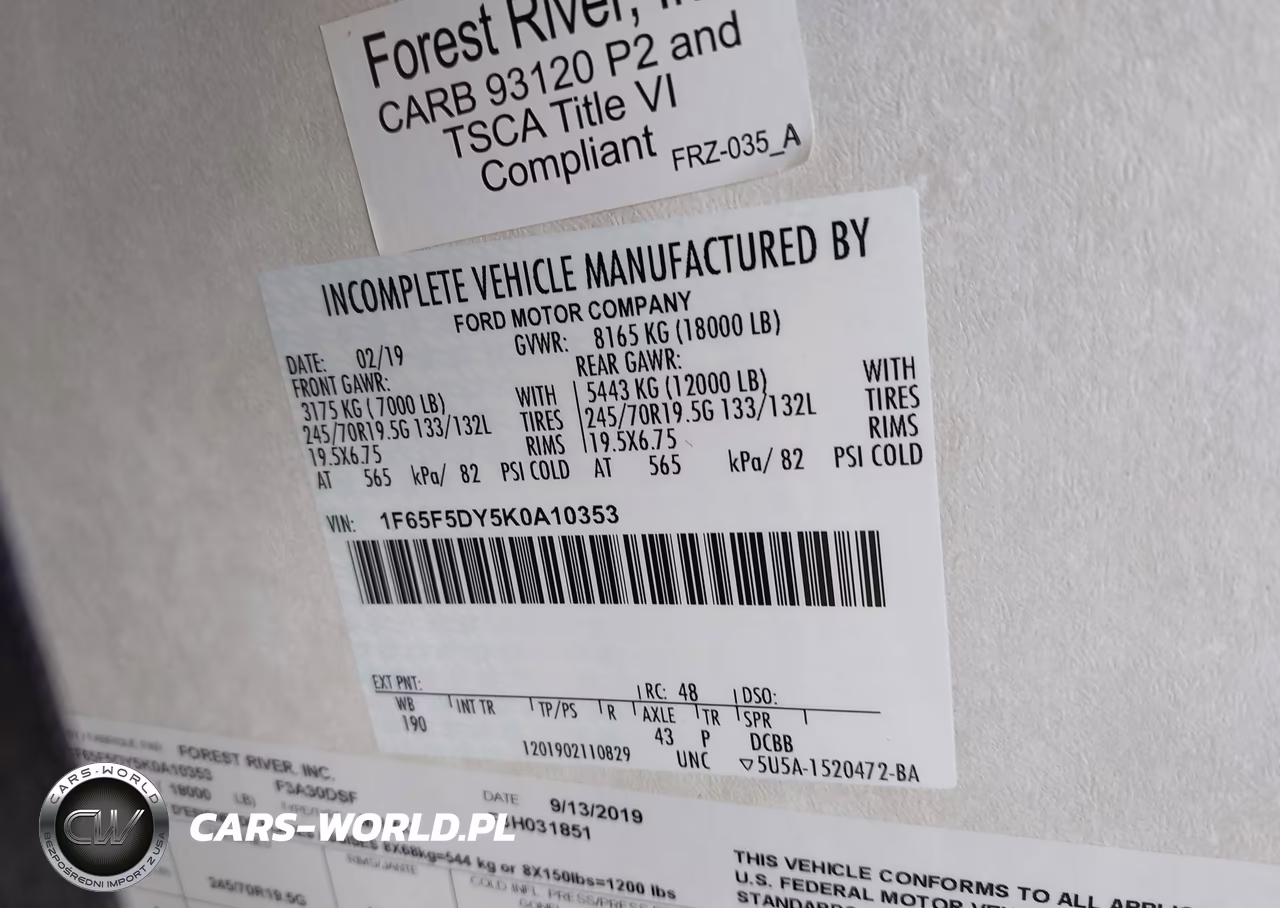 2019 Ford F53 VIN:1F65F5DY5K0A10353 - 9