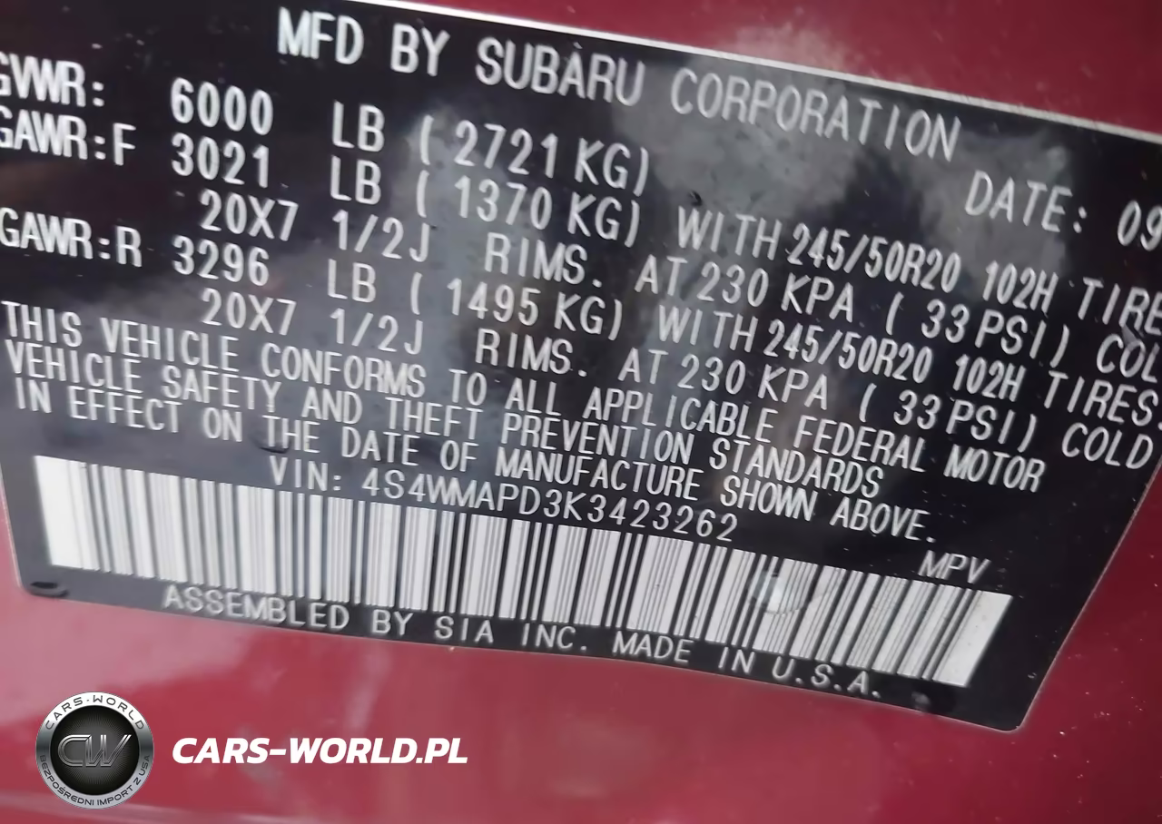 2019 Subaru Ascent Limited VIN:4S4WMAPD3K3423262 - 9