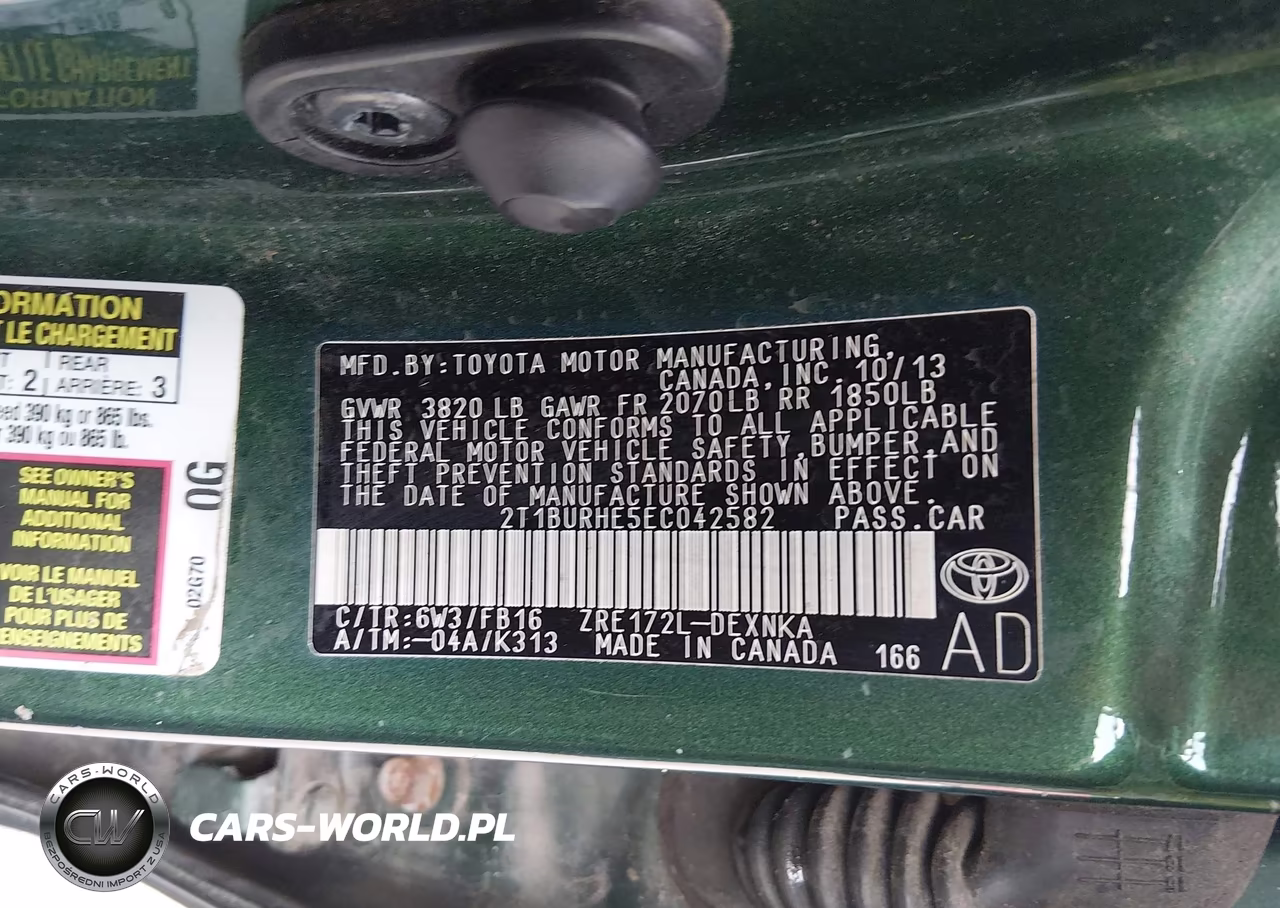 2014 Toyota Corolla Le VIN:2T1BURHE5EC042582 - 9