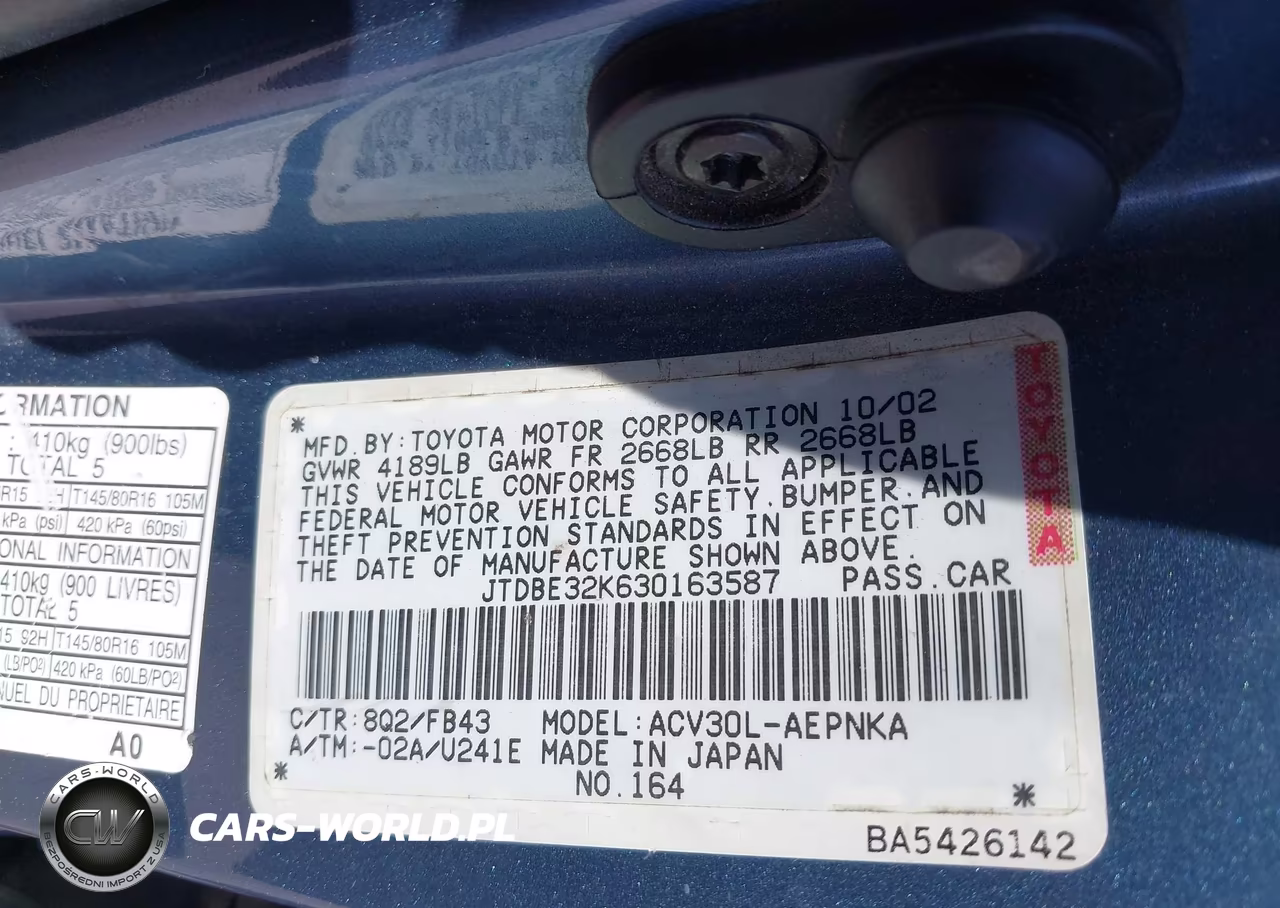 2003 Toyota Camry Le VIN:JTDBE32K630163587 - 9