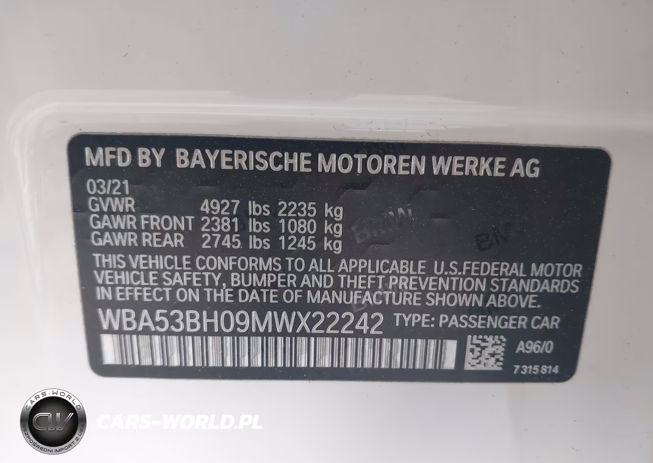 2021 BMW 530I VIN:WBA53BH09MWX22242 - 9