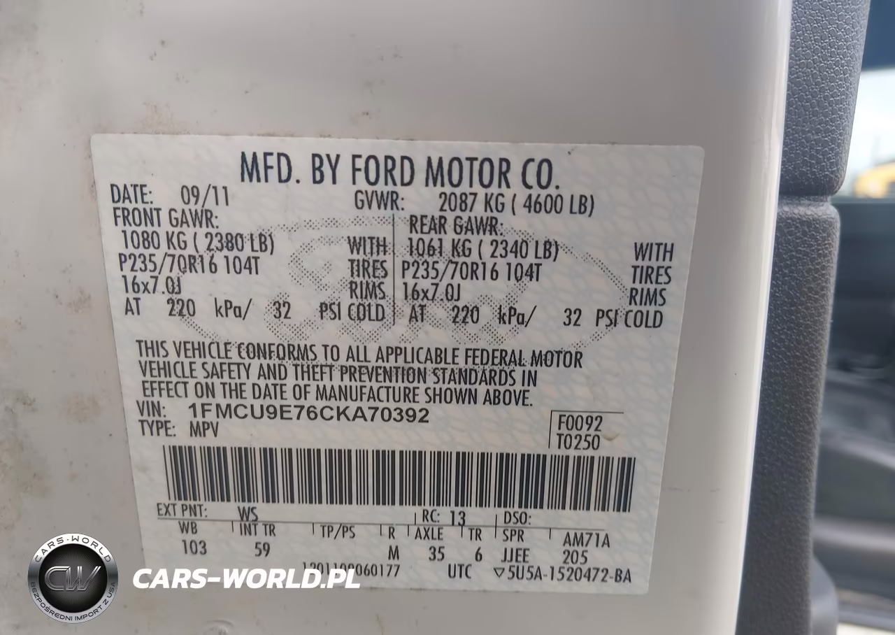 2012 Ford Escape Limited VIN:1FMCU9E76CKA70392 - 9
