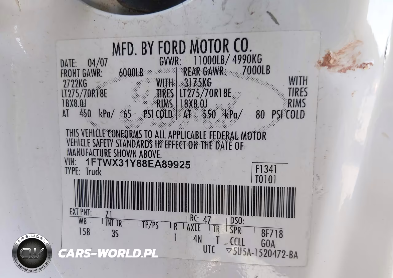 2008 Ford F-350 Fx4-Lariat-Xl-Xlt VIN:1FTWX31Y88EA89925 - 8