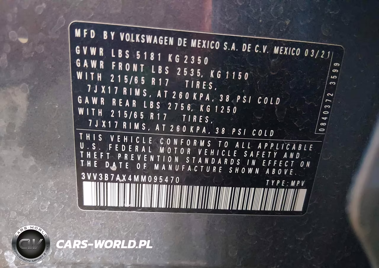 2021 Volkswagen Tiguan VIN:3VV3B7AX4MM095470 - 9