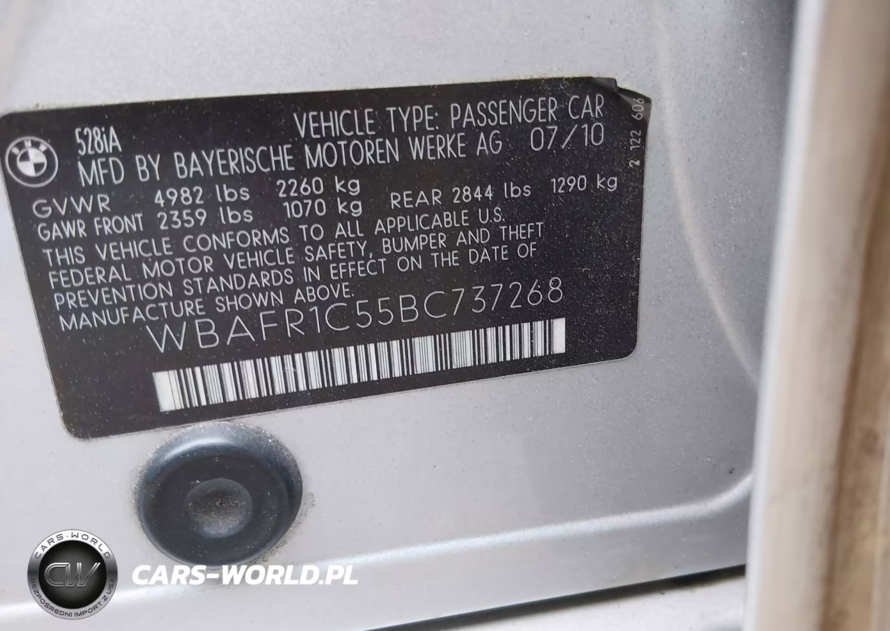 2011 BMW 528I VIN:WBAFR1C55BC737268 - 9
