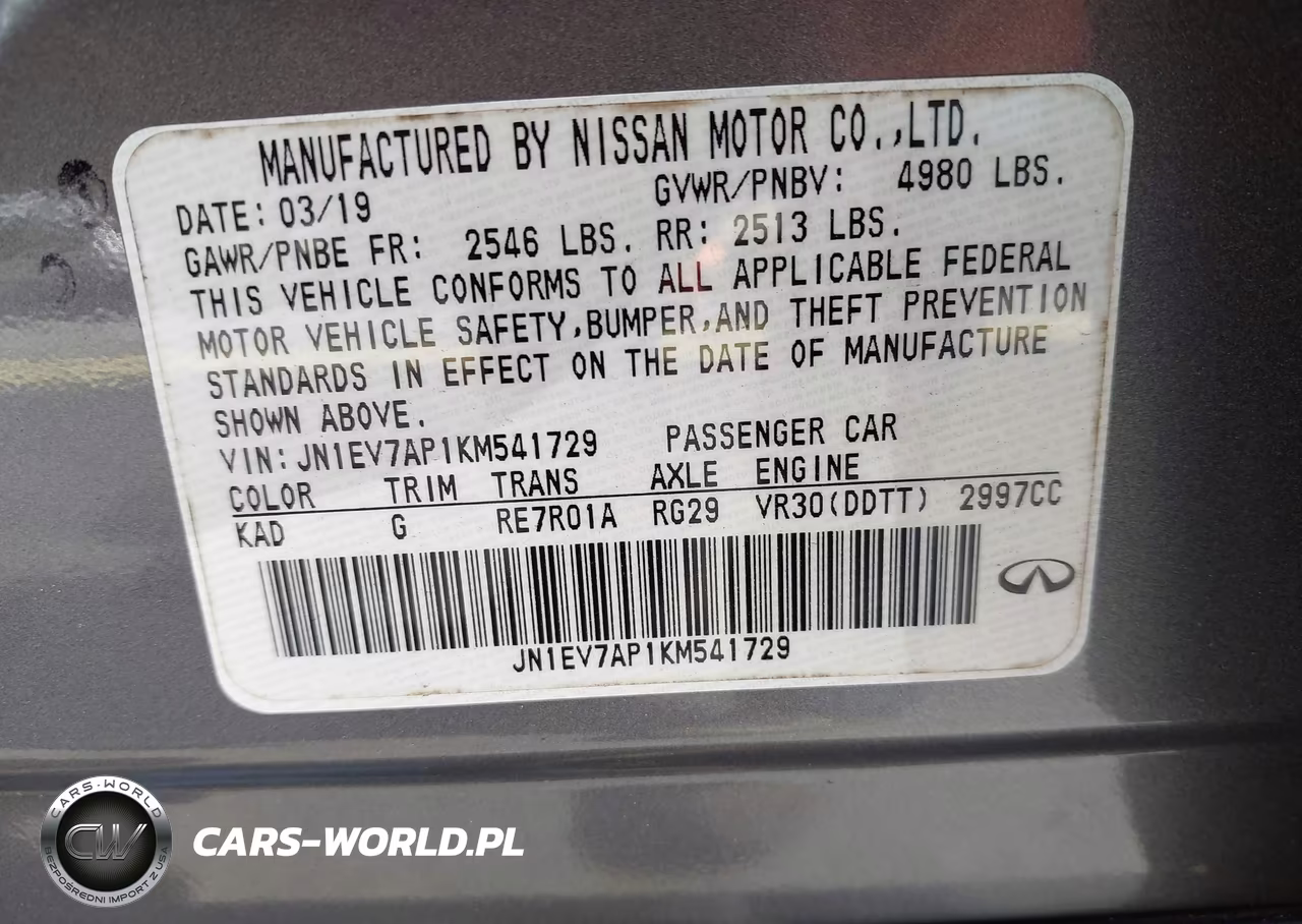 2019 Infiniti Q50 3.0T Luxe VIN:JN1EV7AP1KM541729 - 9