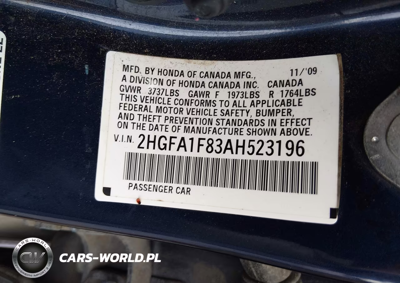 2010 Honda Civic Ex VIN:2HGFA1F83AH523196 - 9