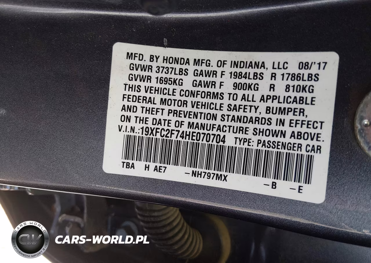 2017 Honda Civic Ex VIN:19XFC2F74HE070704 - 9