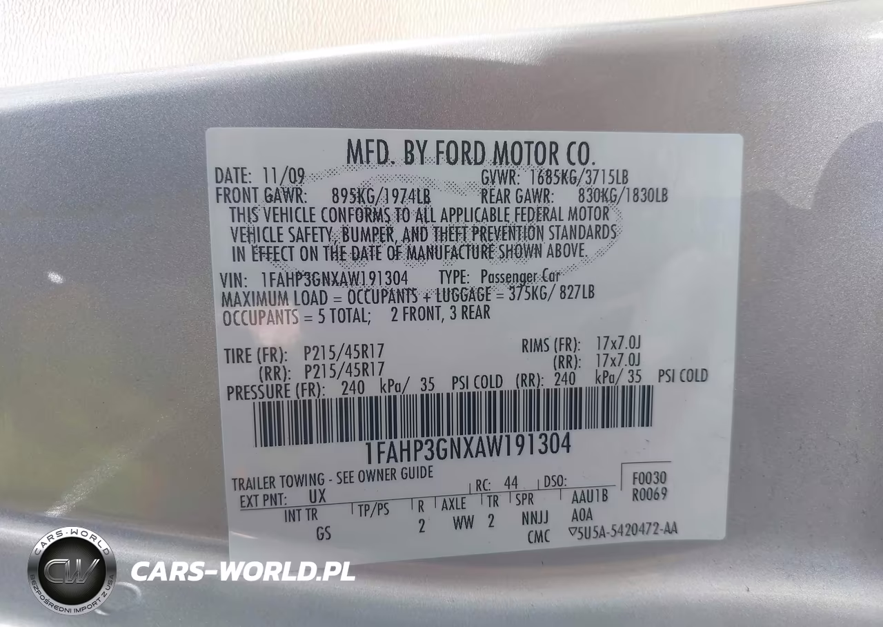 2010 Ford Focus Ses VIN:1FAHP3GNXAW191304 - 9