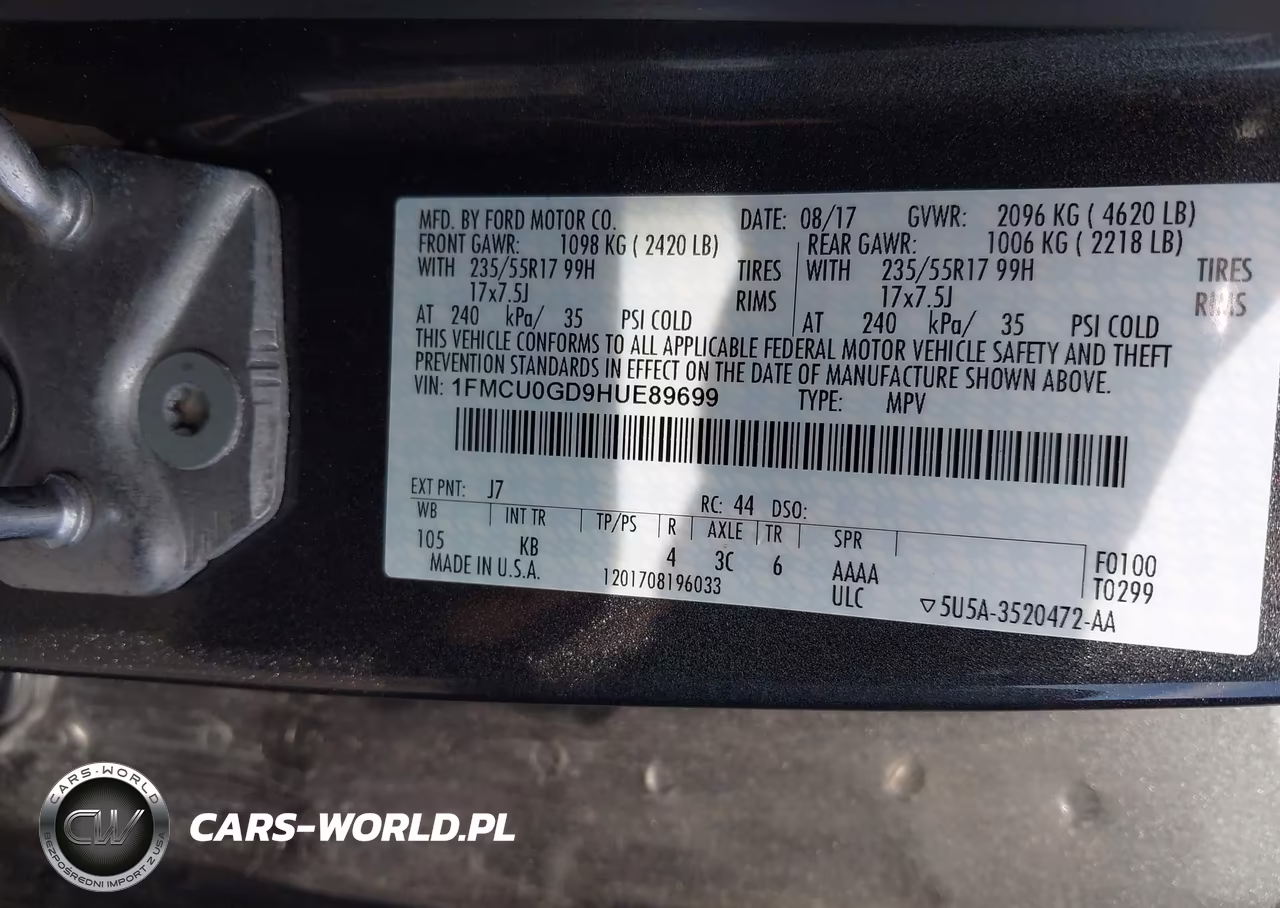 2017 Ford Escape Se VIN:1FMCU0GD9HUE89699 - 9