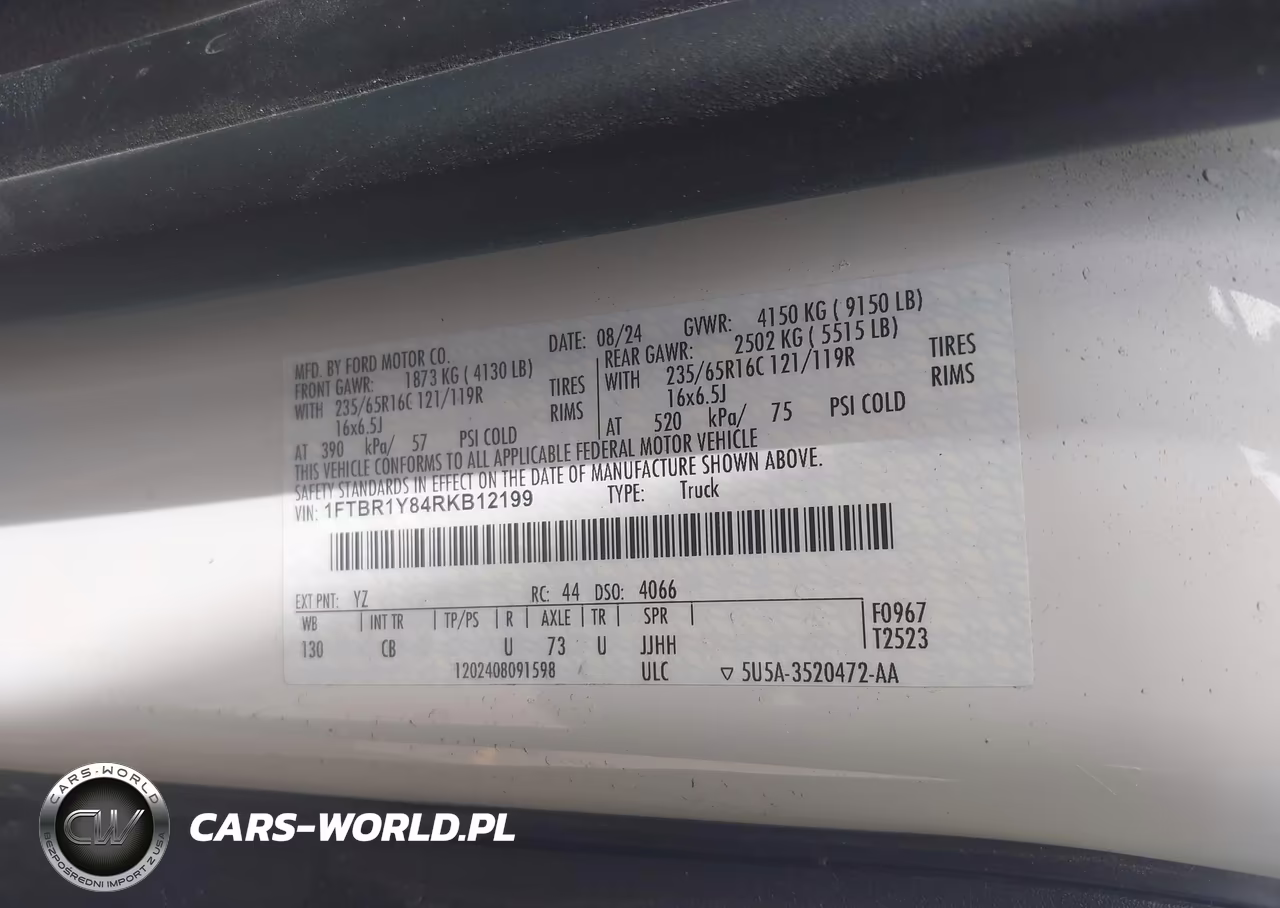 2024 Ford Transit-250 VIN:1FTBR1Y84RKB12199 - 9