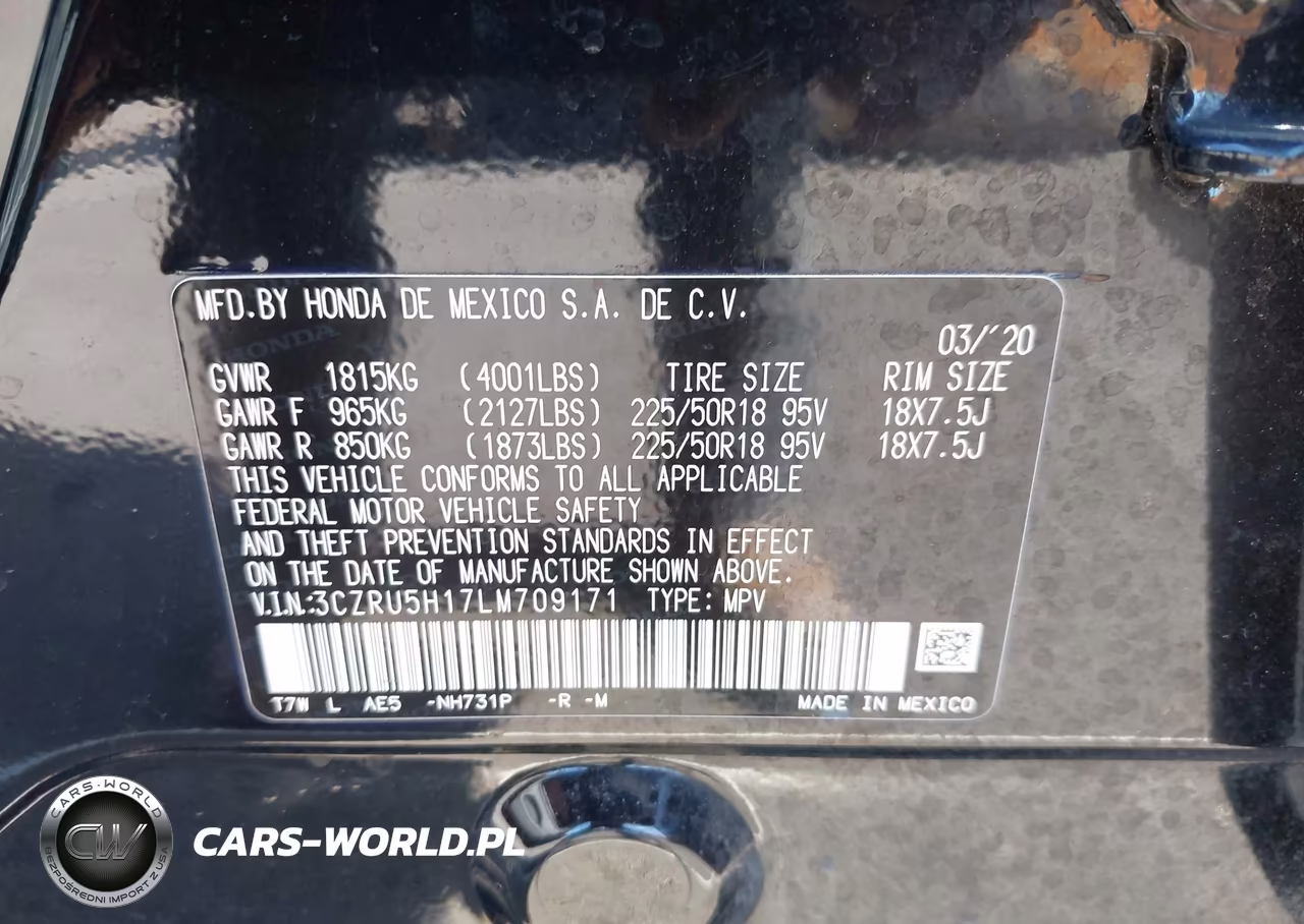 2020 Honda Hr-V 2Wd Sport VIN:3CZRU5H17LM709171 - 9