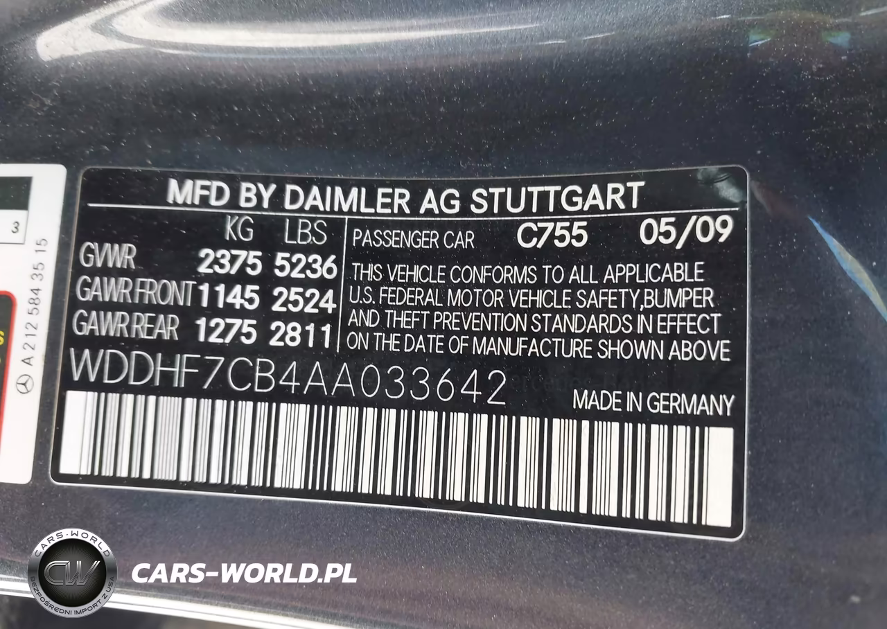 2010 Mercedes-Benz E 550 VIN:WDDHF7CB4AA033642 - 9