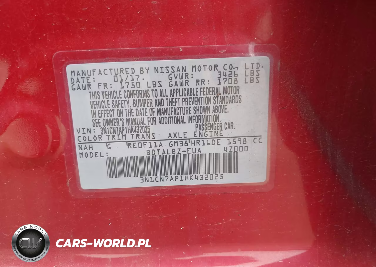 2017 Nissan Versa 1.6 Sv VIN:3N1CN7AP1HK432025 - 9