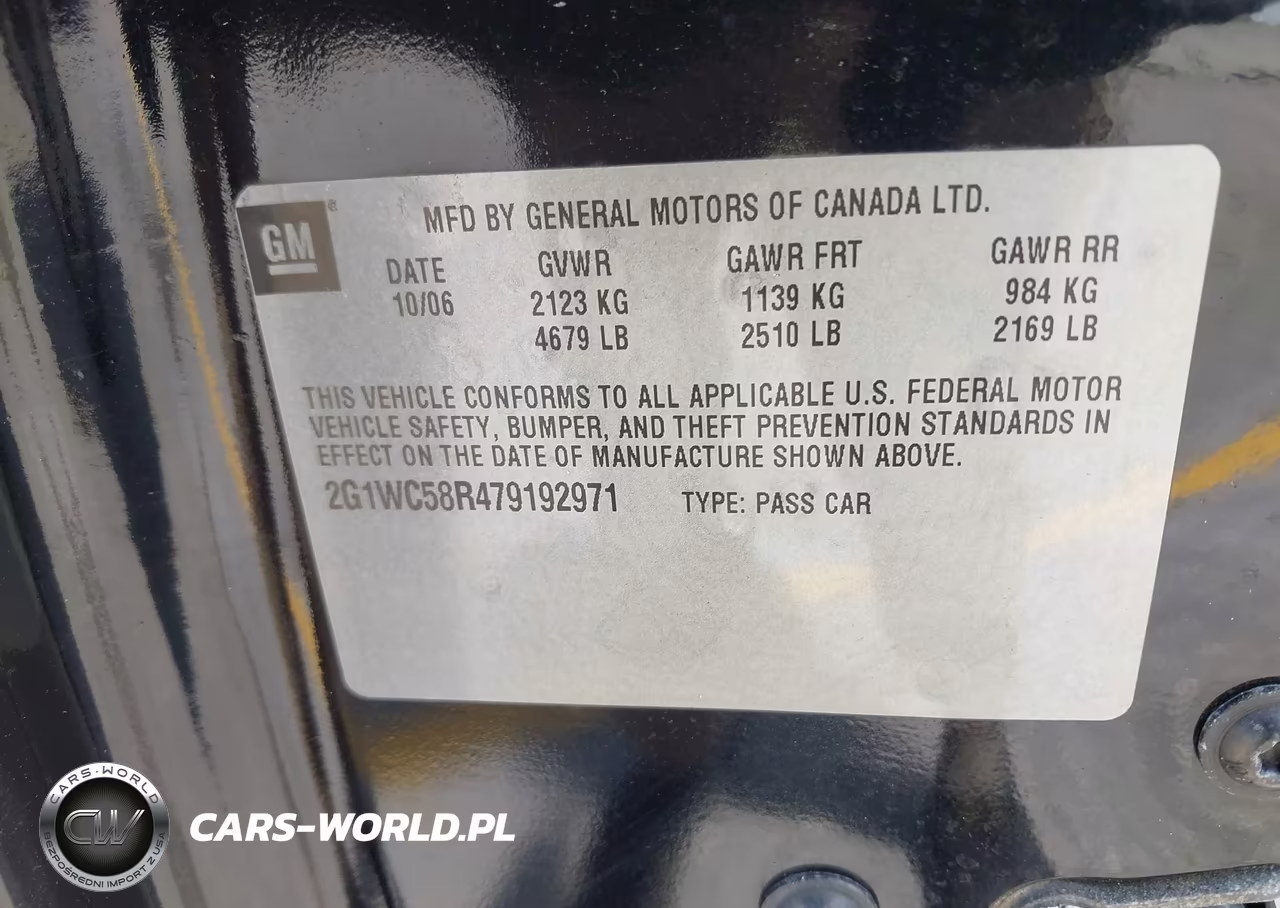 2007 Chevrolet Impala Lt VIN:2G1WC58R479192971 - 9