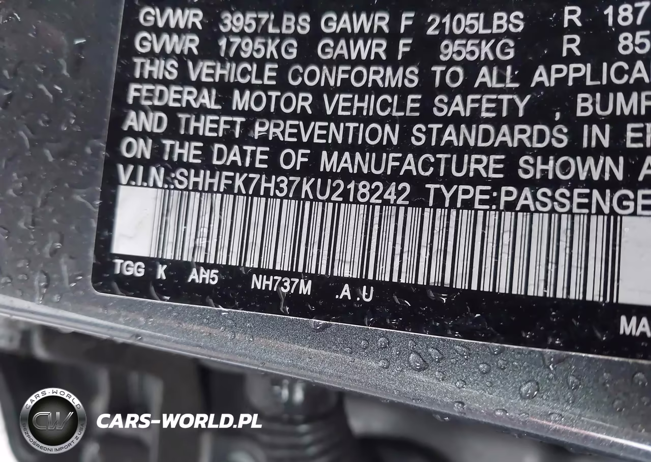 2019 Honda Civic Lx VIN:SHHFK7H37KU218242 - 9