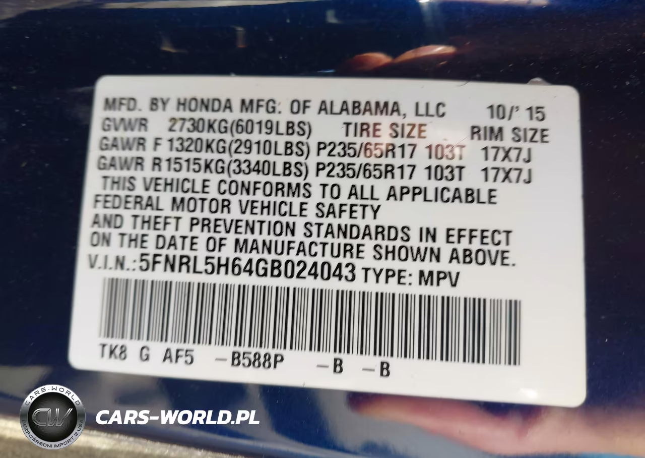 2016 Honda Odyssey Ex-L VIN:5FNRL5H64GB024043 - 9