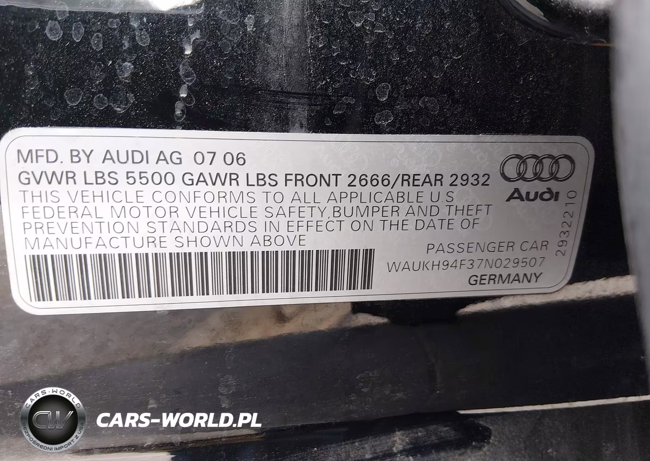 2007 Audi A6 3.2 Avant VIN:WAUKH94F37N029507 - 9