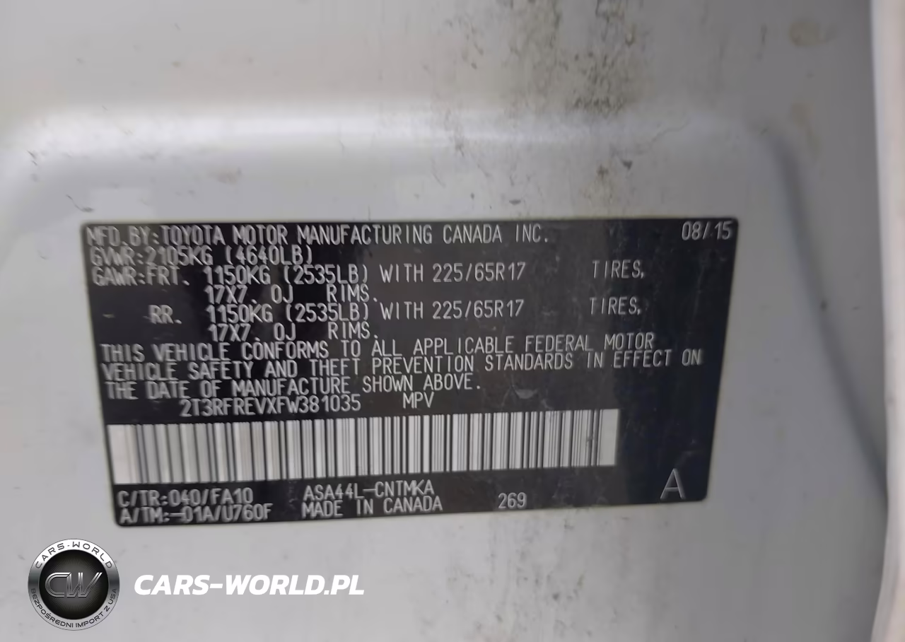 2015 Toyota Rav4 Xle VIN:2T3RFREVXFW381035 - 9