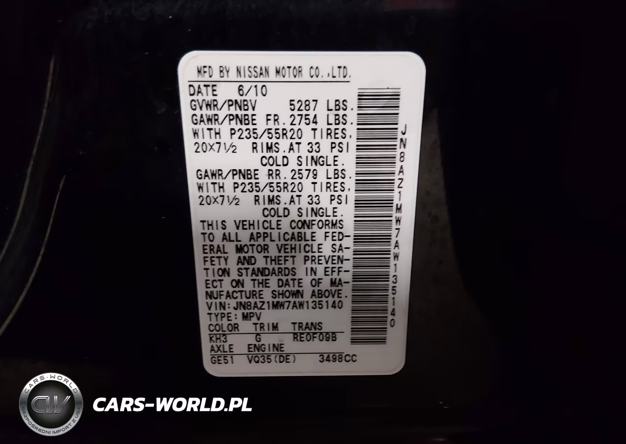 2010 Nissan Murano Le VIN:JN8AZ1MW7AW135140 - 9