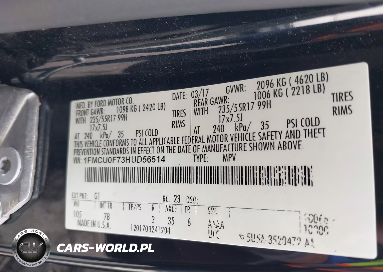 2017 Ford Escape S VIN:1FMCU0F73HUD56514 - 9
