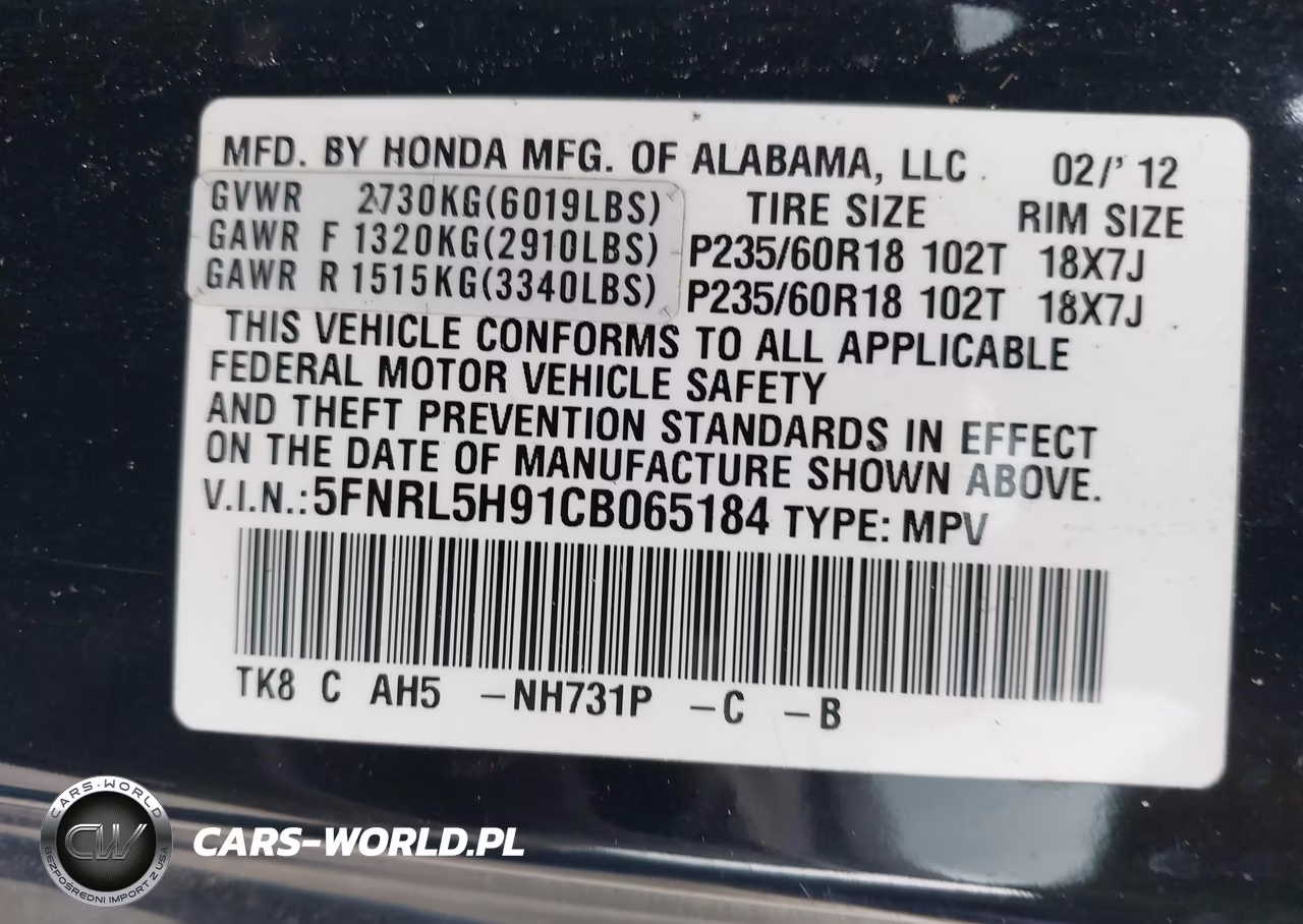 2012 Honda Odyssey Touring-Touring Elite VIN:5FNRL5H91CB065184 - 9