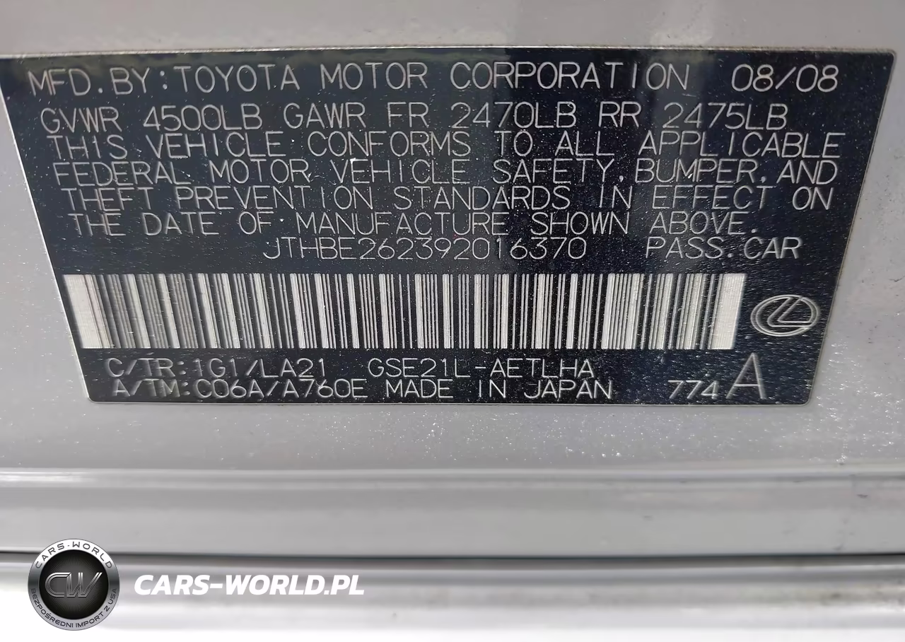 2009 Lexus Is 350 VIN:JTHBE262392016370 - 9