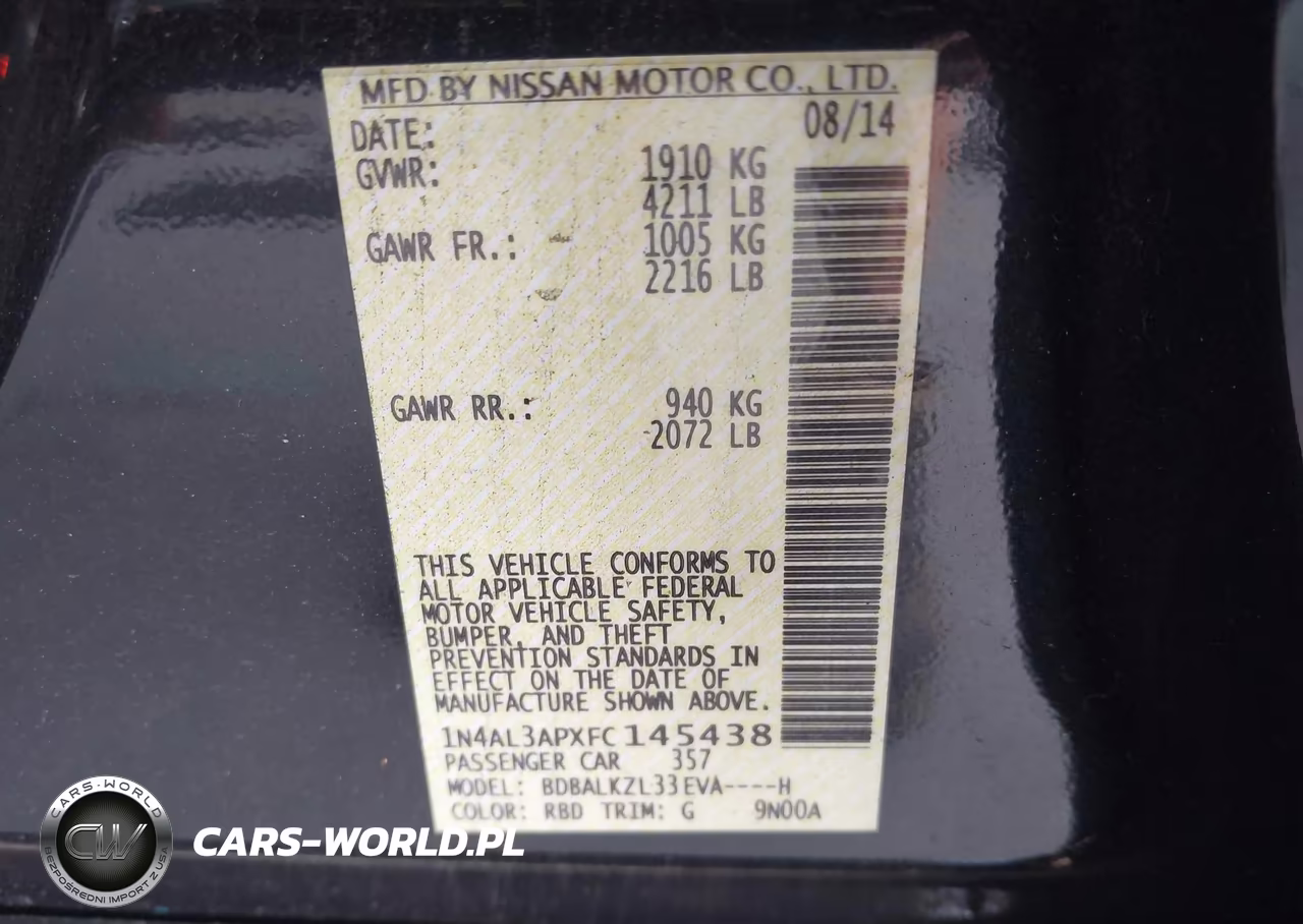 2015 Nissan Altima 2.5 Sv VIN:1N4AL3APXFC145438 - 9