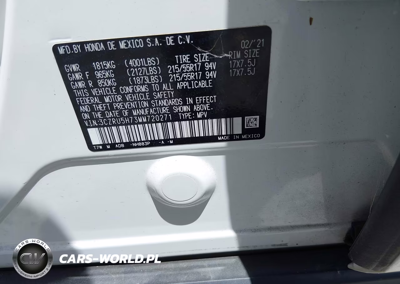 2021 Honda Hr-V 2Wd Ex-L VIN:3CZRU5H73MM720271 - 9