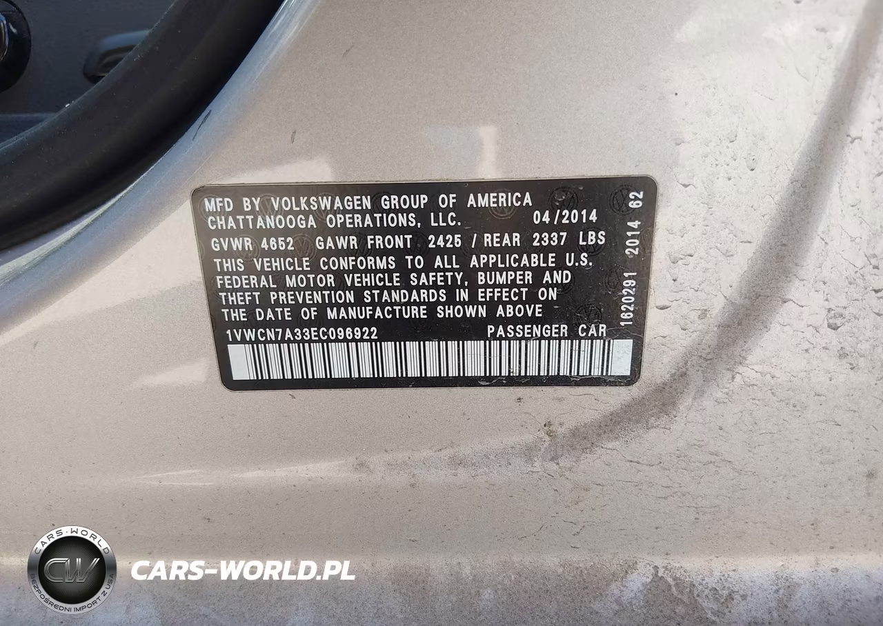 2014 Volkswagen Passat 2.0L Tdi Sel Premium VIN:1VWCN7A33EC096922 - 9
