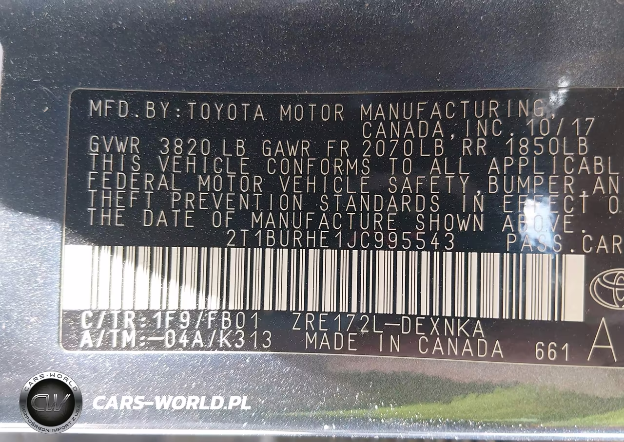 2018 Toyota Corolla Le VIN:2T1BURHE1JC995543 - 9