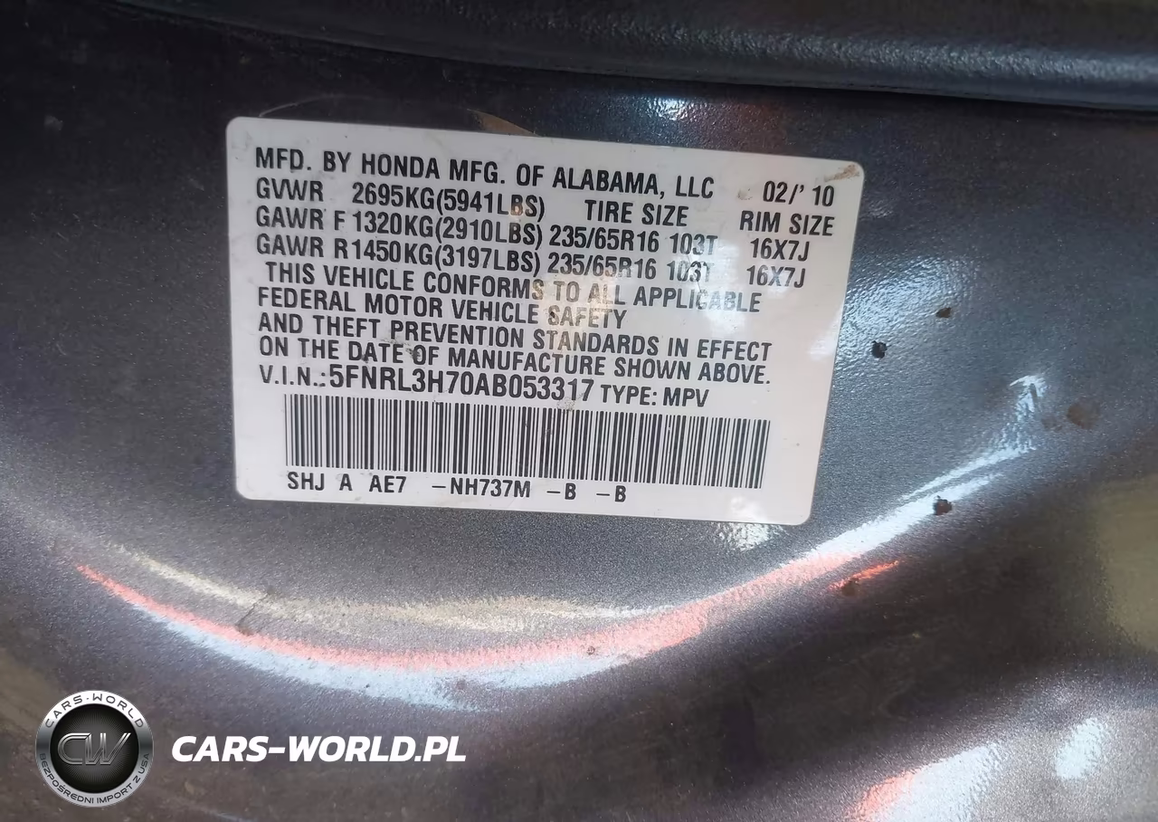 2010 Honda Odyssey Ex-L VIN:5FNRL3H70AB053317 - 9
