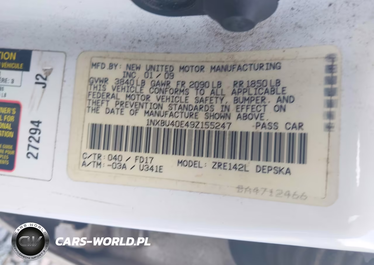 2009 Toyota Corolla S VIN:1NXBU40E49Z155247 - 9
