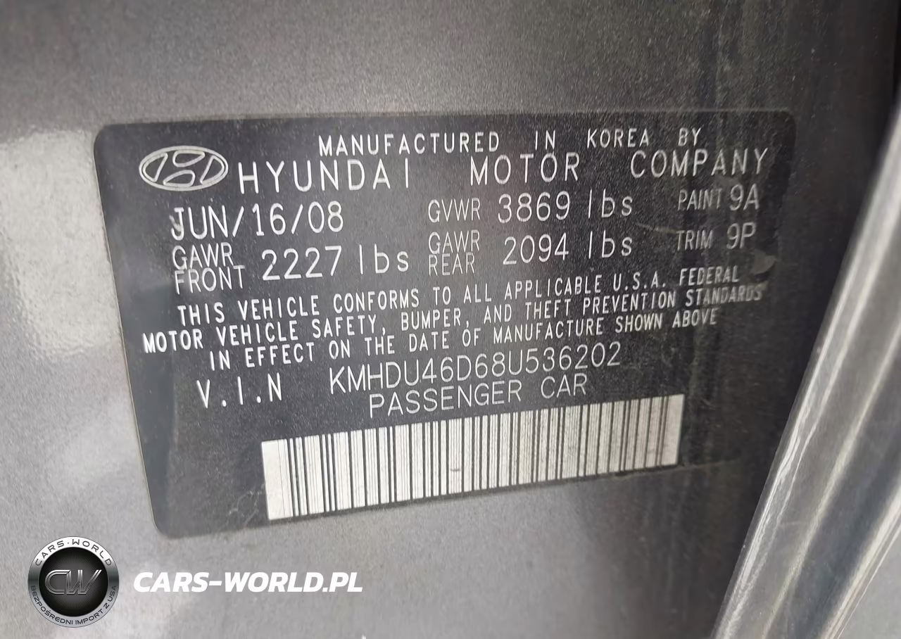 2008 Hyundai Elantra Gls-Se VIN:KMHDU46D68U536202 - 9
